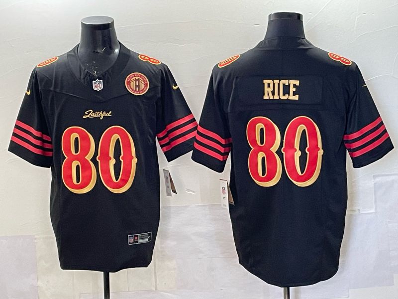 Men 2025 San Francisco 49ers #80 Rice black 5th generation Nike Limited NFL Jersey style  0018